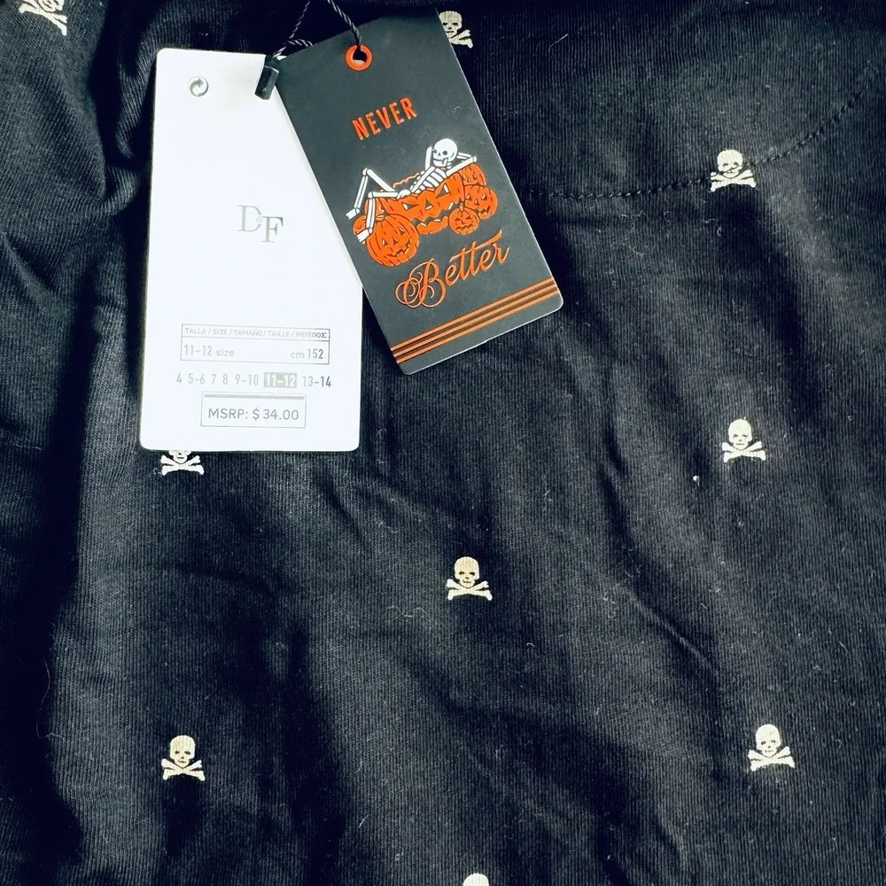 NWT Denim & Flower Trick or Treat Skull Print Long Sleeve T-Shirt Boy Size 11/12